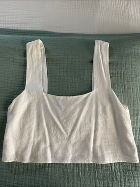 Show Me Your MuMu White Square-Neck Crop Tank